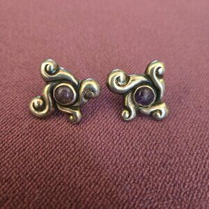 Taxco Vintage Silver & Amethyst (by Toro) Screwback Earrings